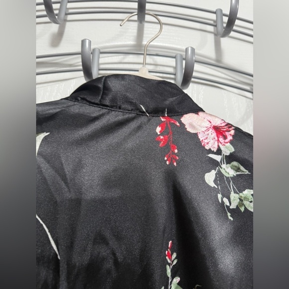 Apt 9 Intimate Floral Robe women’s L black red dark romantic NWT nightie satin - Picture 7 of 16